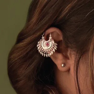 Chandbali Silver Bugadi Pierced (Single, Pink) By Moha