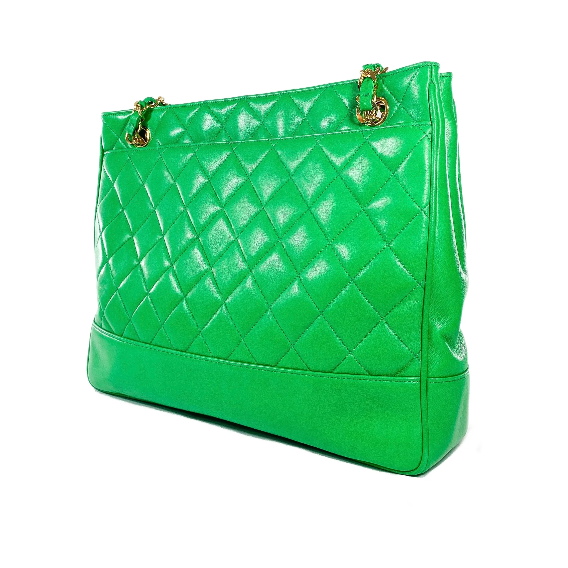 Chanel Green Lambskin Vintage Shoulder Bag