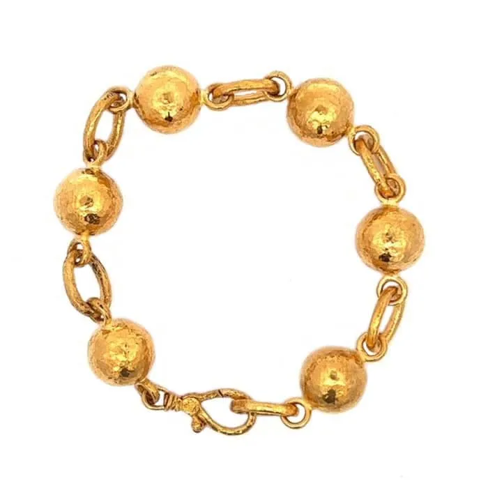 Estate Gurhan Spell Ball and Oval Link Bracelet in 22K Yellow Gold