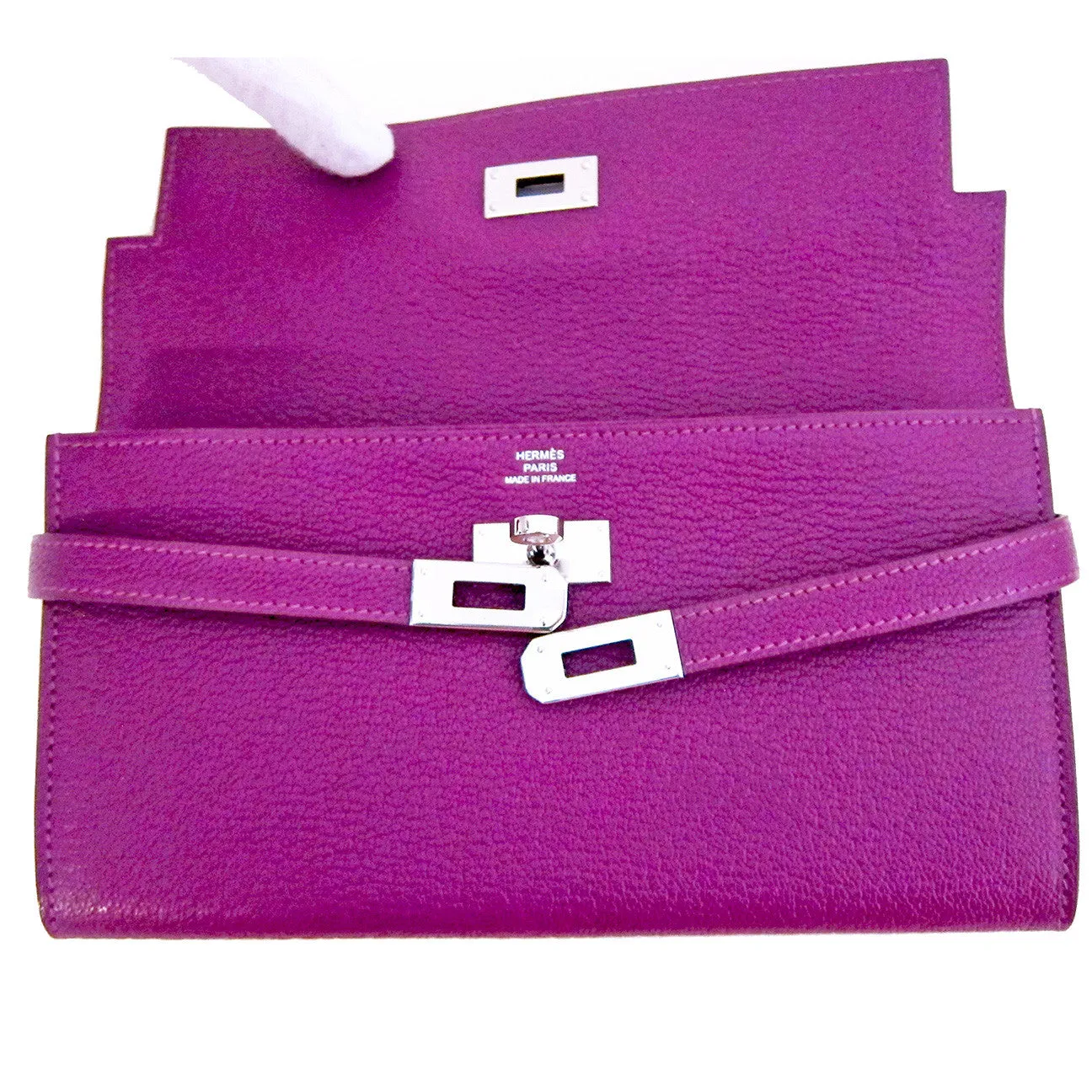 Hermes Anemone Chevre Kelly Long Wallet PHW