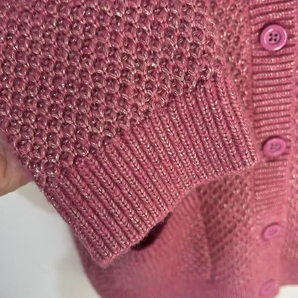 KATE SPADE Pink Textured Sparkle Cardigan Size XS