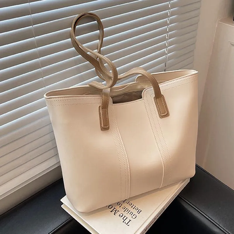 Large-Capacity Faux Leather Tote