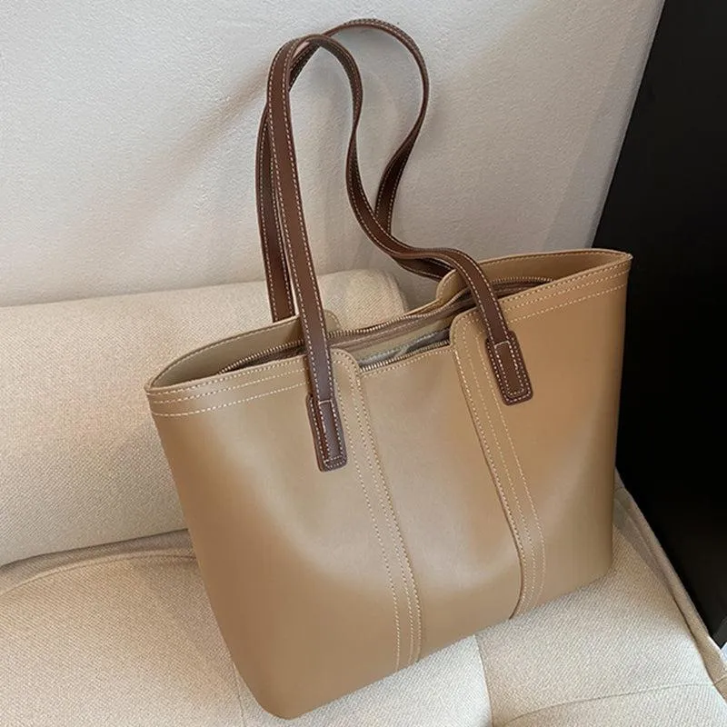 Large-Capacity Faux Leather Tote