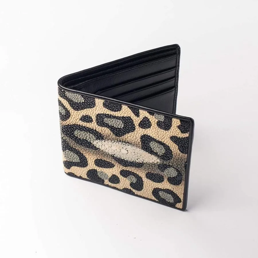 Leopard Stingray Skin Leather Wallet