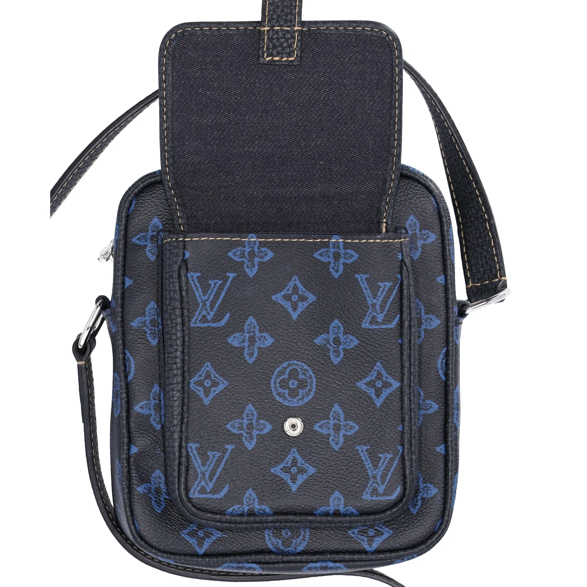 Louis Vuitton Christopher Wearable Wallet Shoulder Crossbody Black Blue M81854
