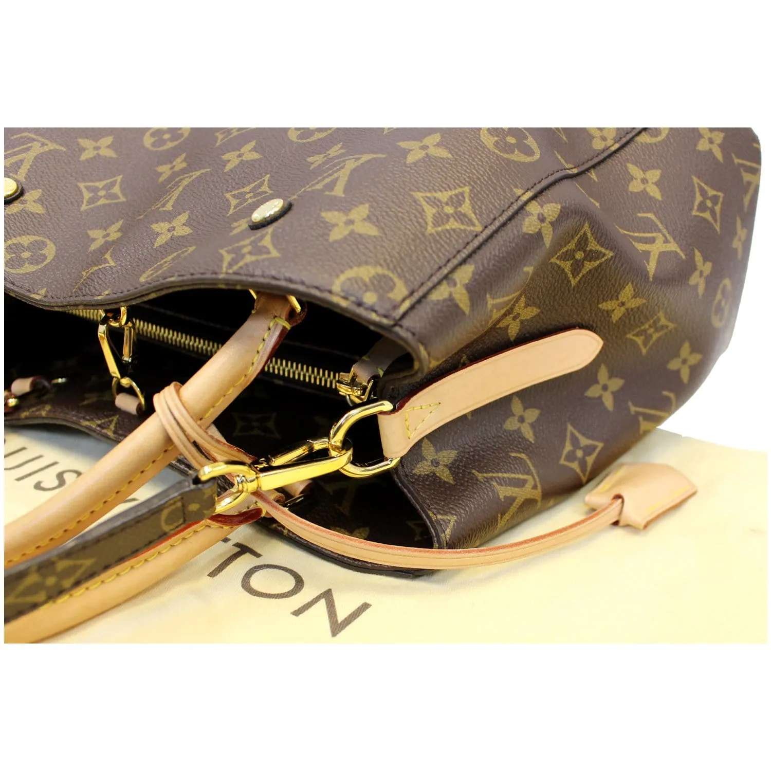 LOUIS VUITTON Montaigne MM Monogram Canvas Shoulder Bag Brown