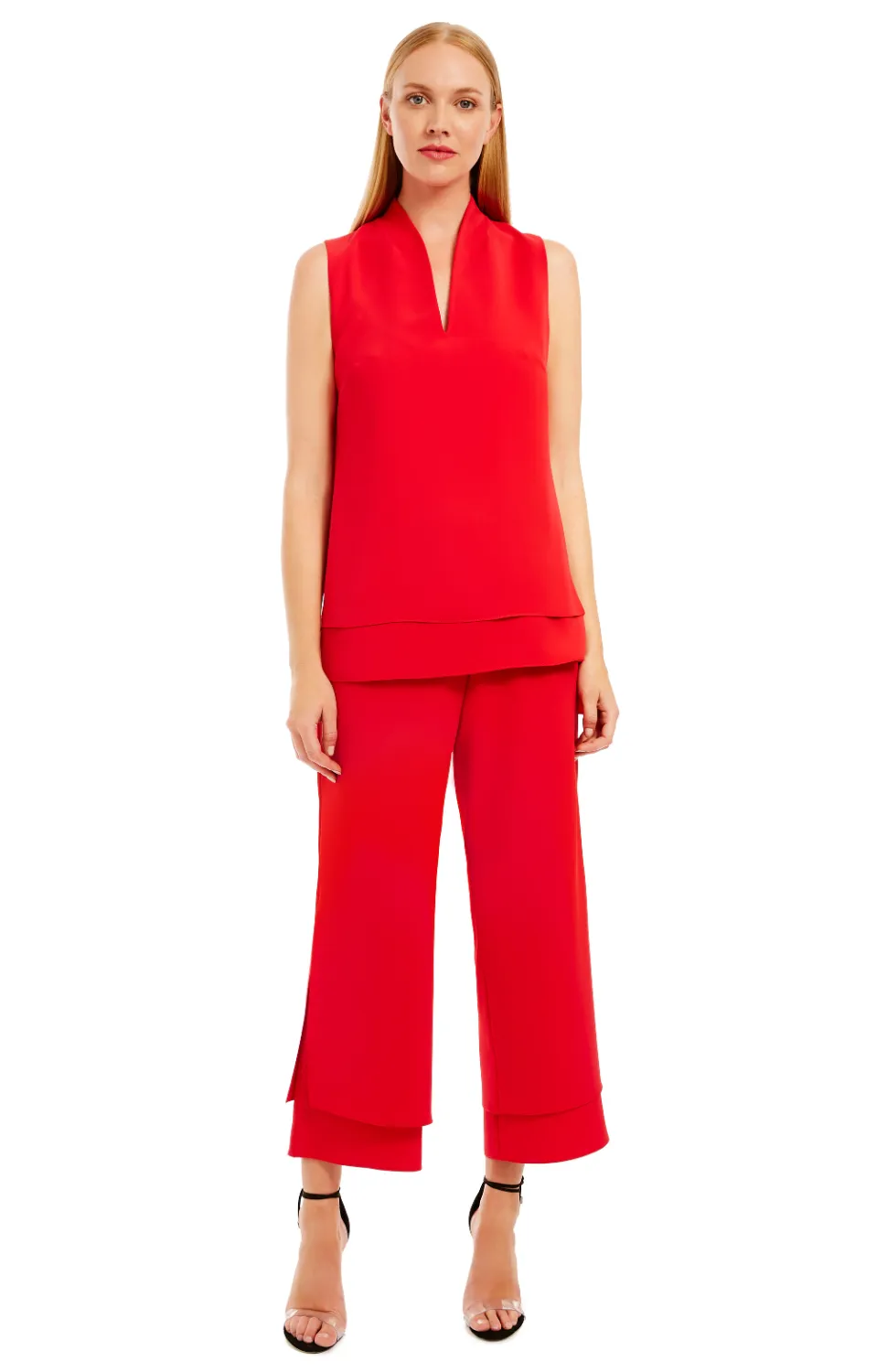 Lustrous Crepe Double Layer Pant Ruby