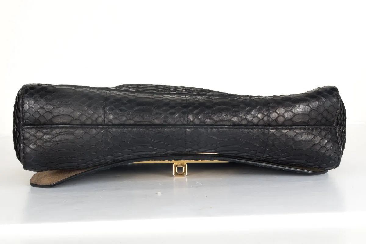 Michael Kors Black Leather Snakeskin Shoulder Bag