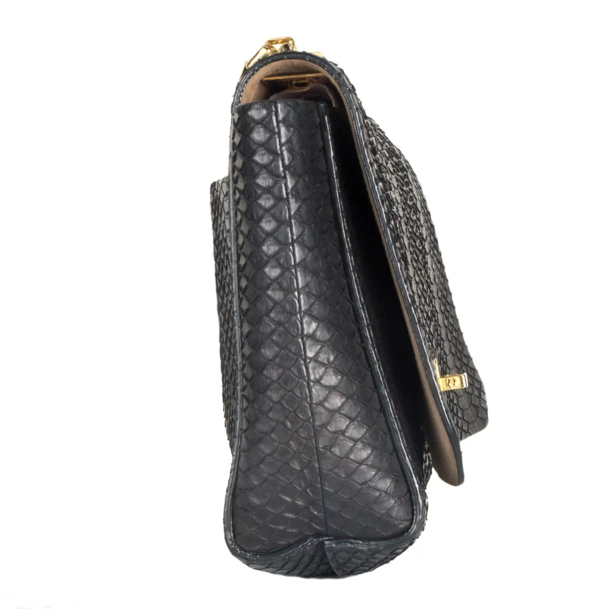 Michael Kors Black Leather Snakeskin Shoulder Bag