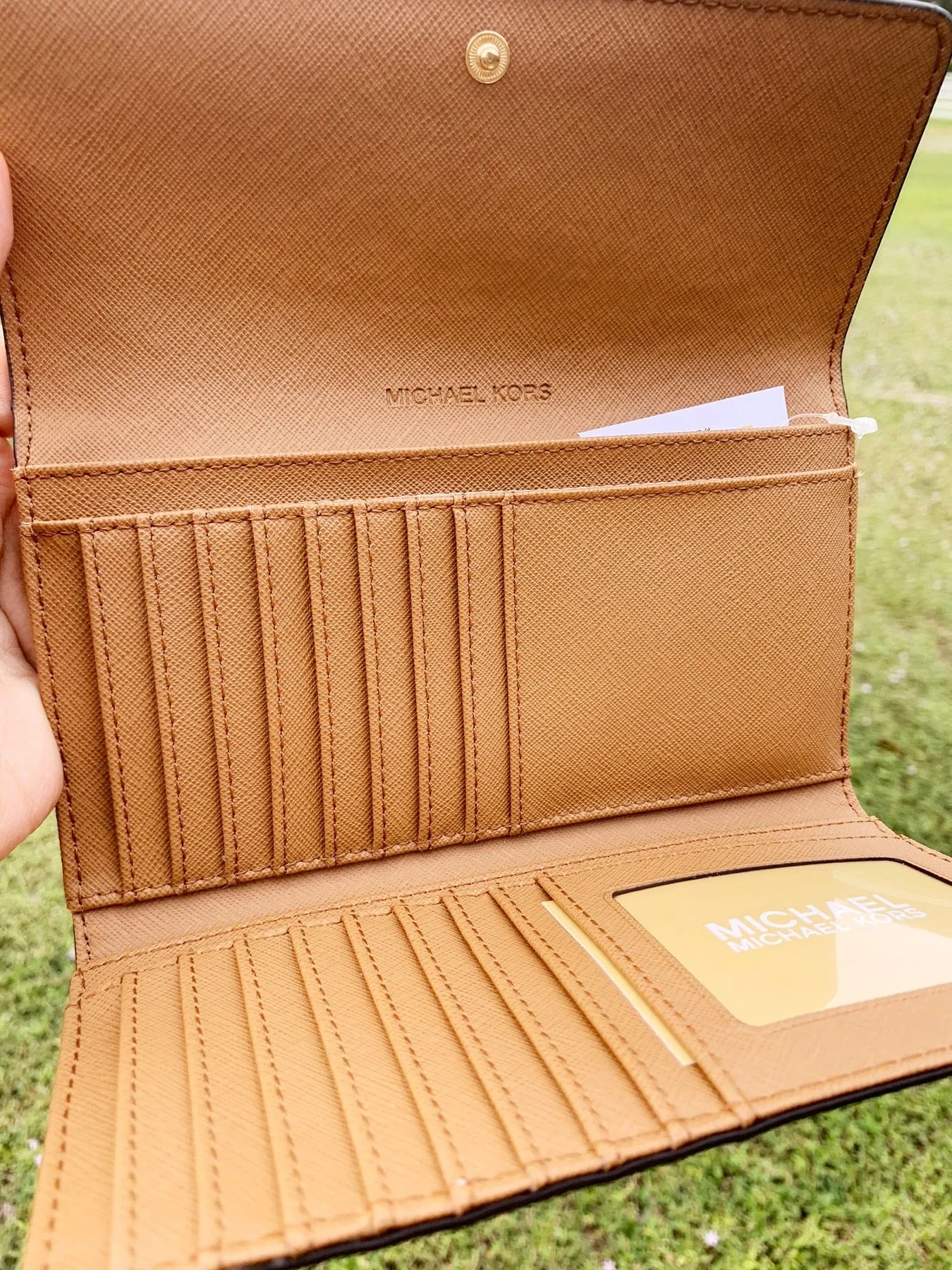 Michael Kors Jet Set Travel PVC Large Trifold Wallet Vanilla MK