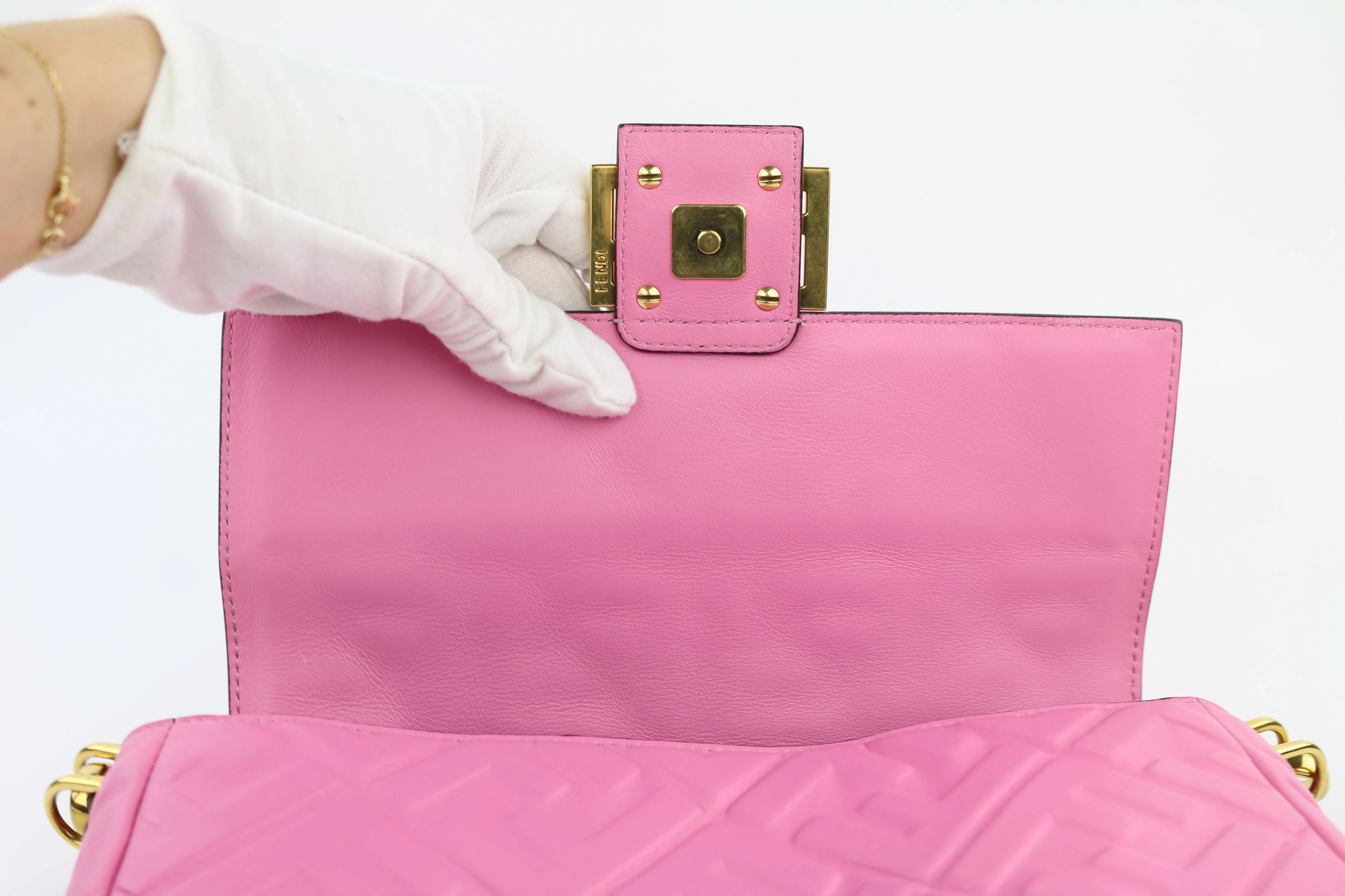 Pink Napa Embossed Baguette