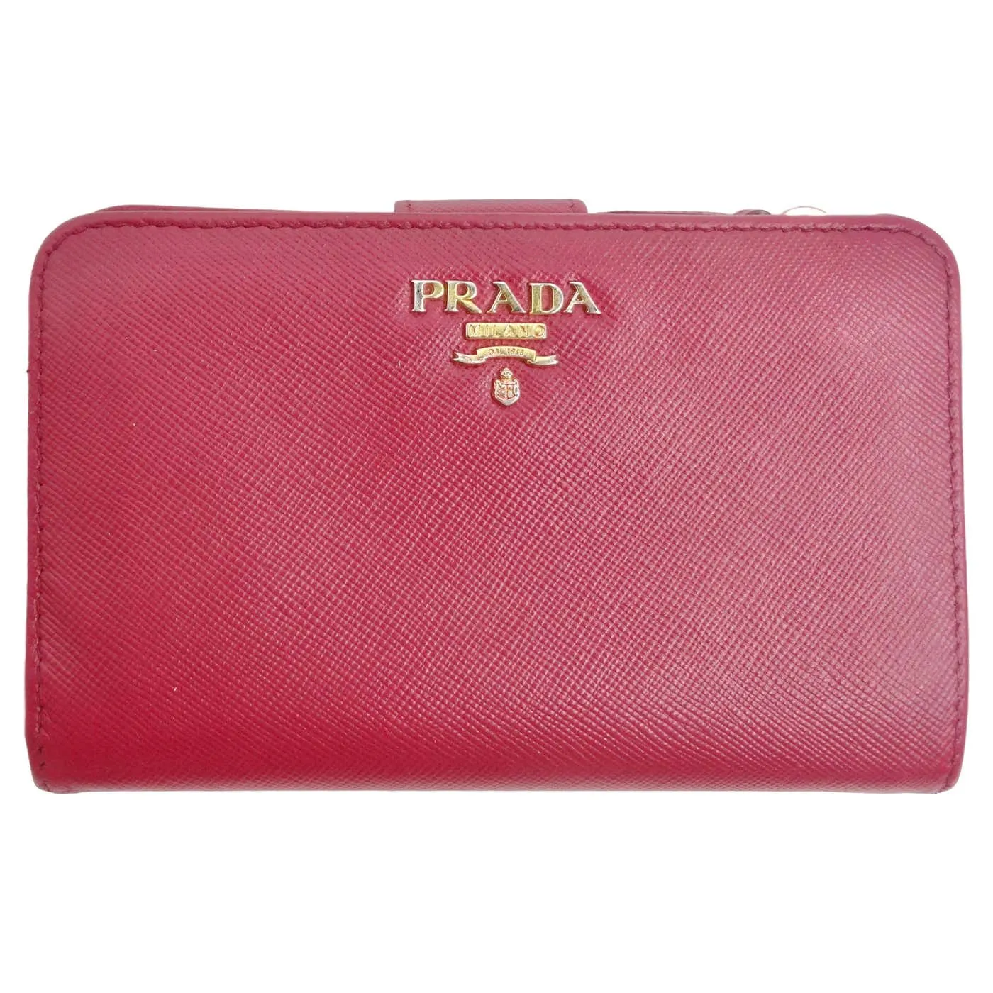 Prada Saffiano Leather Compact Wallet Pink