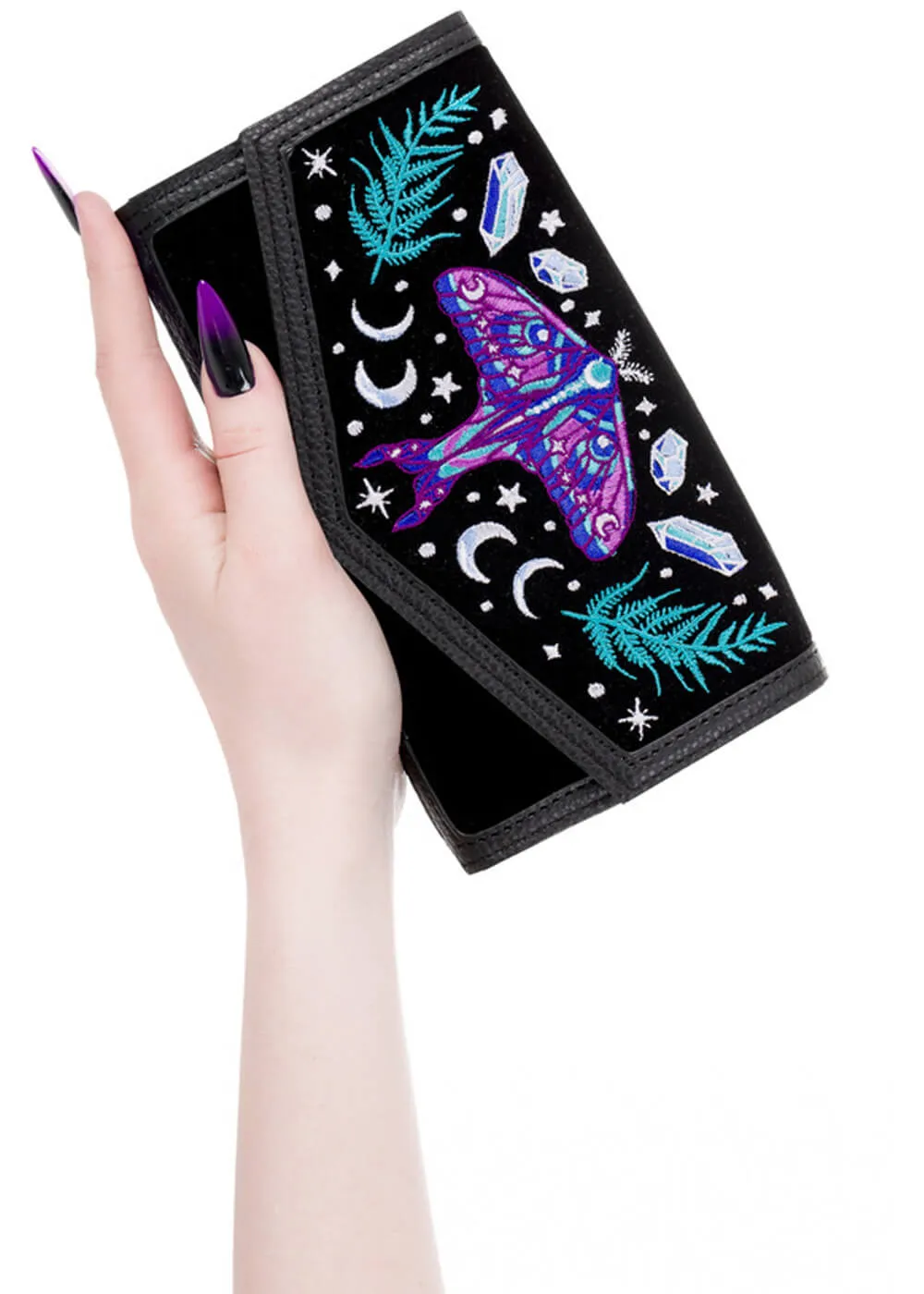 Restyle Enchanted Forest Moth Fern Wallet Black
