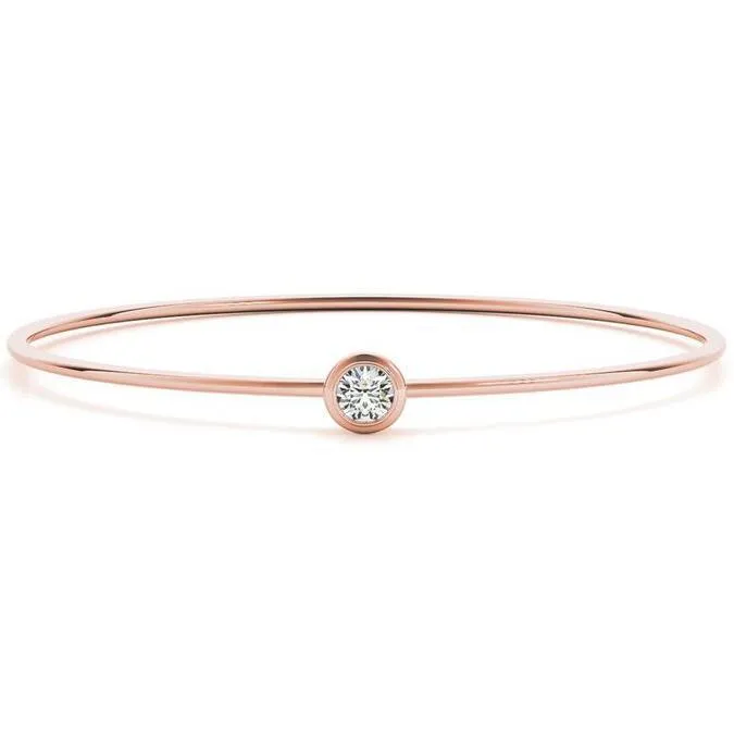 Single Bezel Flexible Wire Moissanite or Diamond Bangle