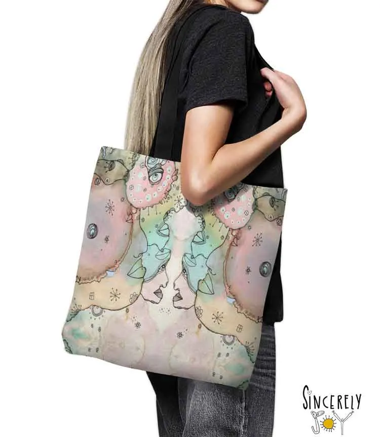 Tote Bag Mixed Media Art 'Turn Around 2'