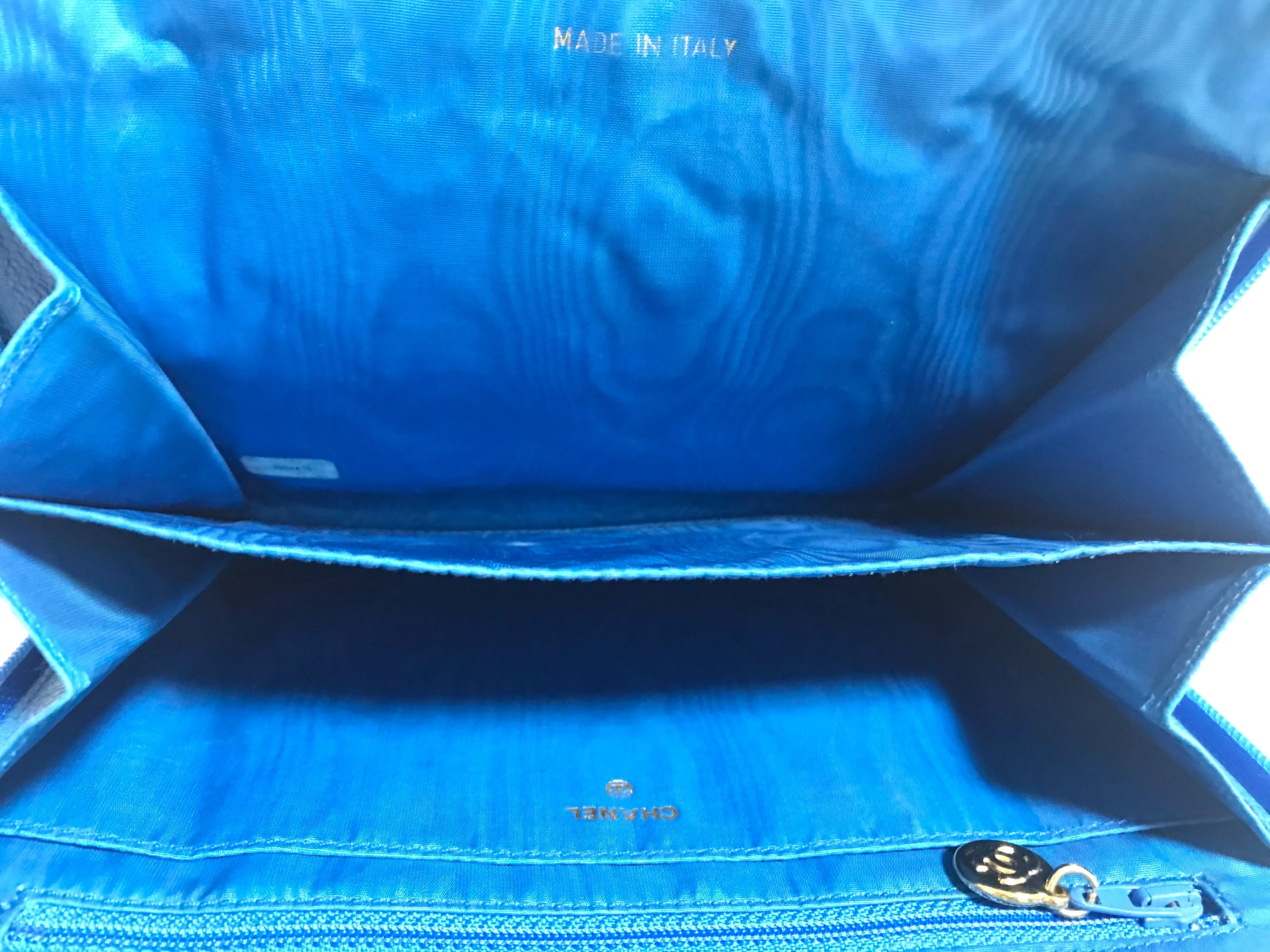 Vintage CHANEL blue caviar clutch bag, iPhone case, large wallet, cosmetic case pouch, mini bag. Best purse for daily use. 0506308
