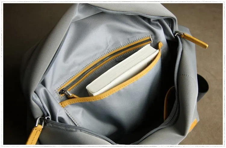 Womens Nylon Backpack Best Satchel Backpack Bag Nylon Gray School Rucksack for Ladies